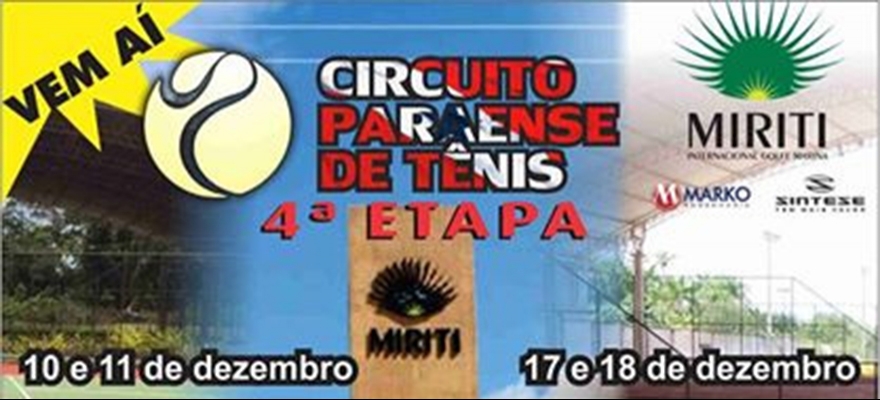 Inscrições abertas para a etapa final do Circuito Paraense de Tênis