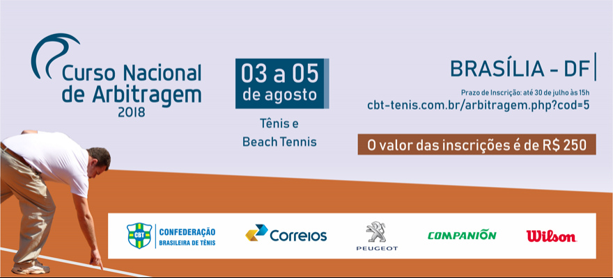 Brasília sediará Curso Nacional de Arbitragem de Tênis e Beach Tennis